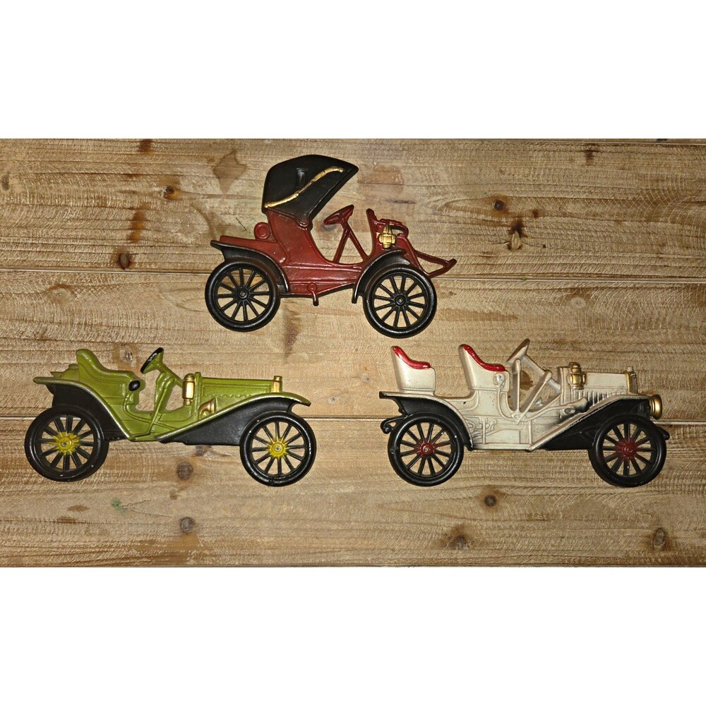 Vintage 1970s Midwest Products Co. Cast Aluminum Antique Car Wall Plaques